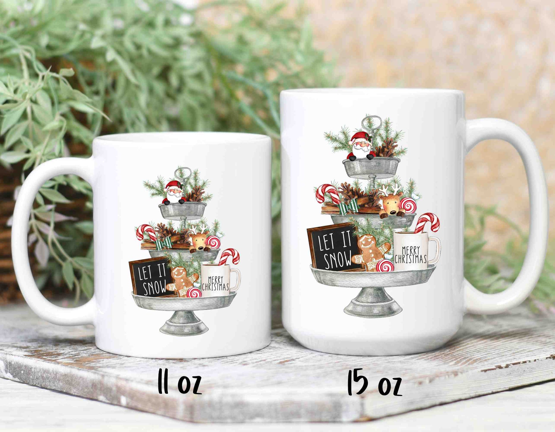 Rustic Christmas mug design in 2 sizes