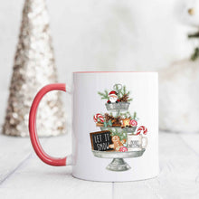 Load image into Gallery viewer, Christmas mug with Santa, reindeer, gingerbread man

