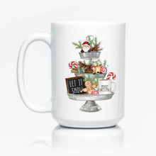 Load image into Gallery viewer, Holiday Tiered Tray printed Christmas mug
