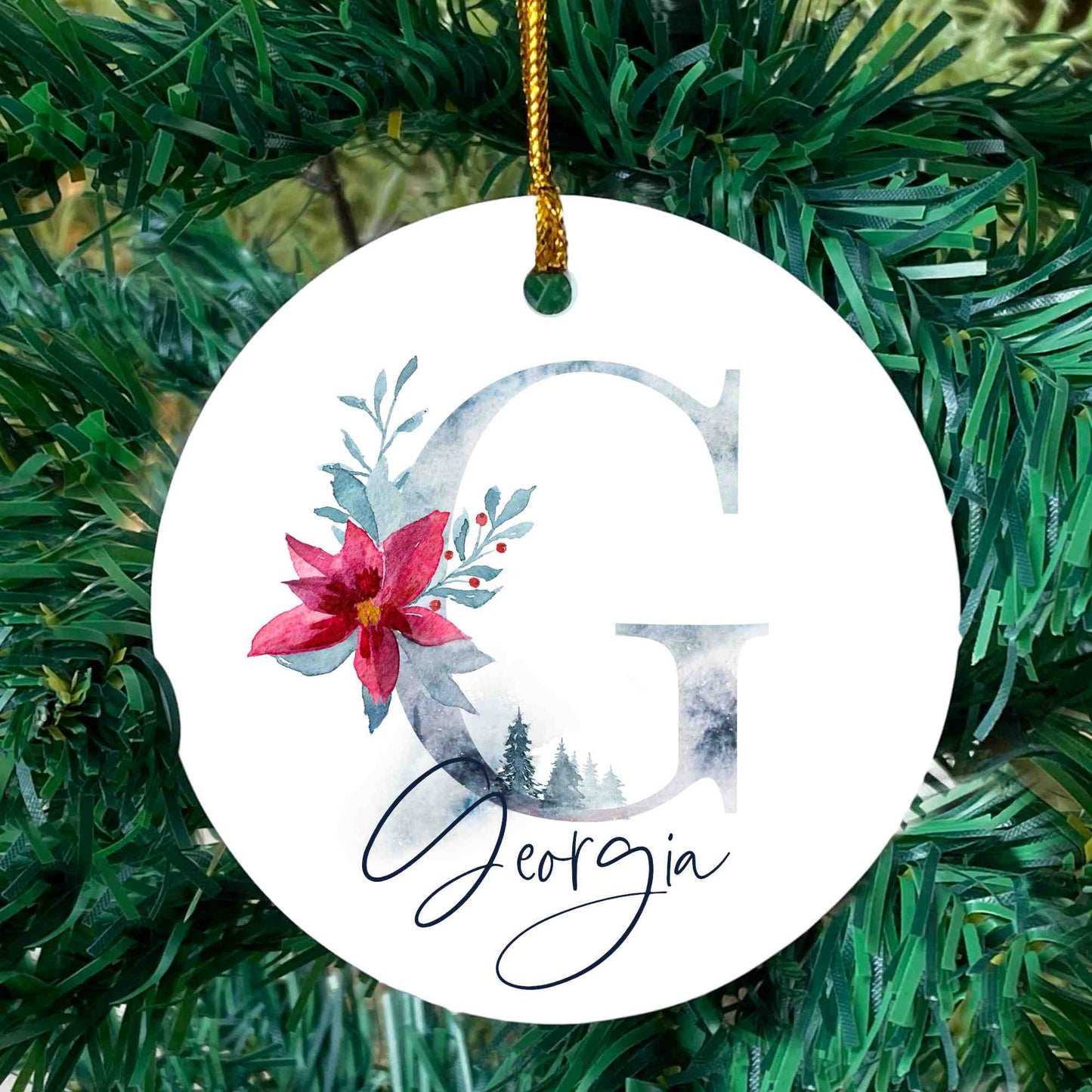 Winter floral monogram ornament