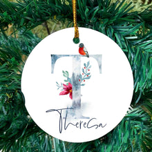 Load image into Gallery viewer, Winter initial Christmas ornament
