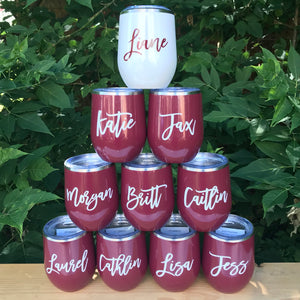 Burgundy and white wine tumblers wedding party gift